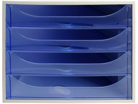 EXACOMPTA Module de classement ECOBOX, 4 tiroirs, gris/bleu