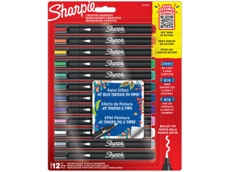 Sharpie Bullet Marqueur créatif, pointe ogive, blister de 12