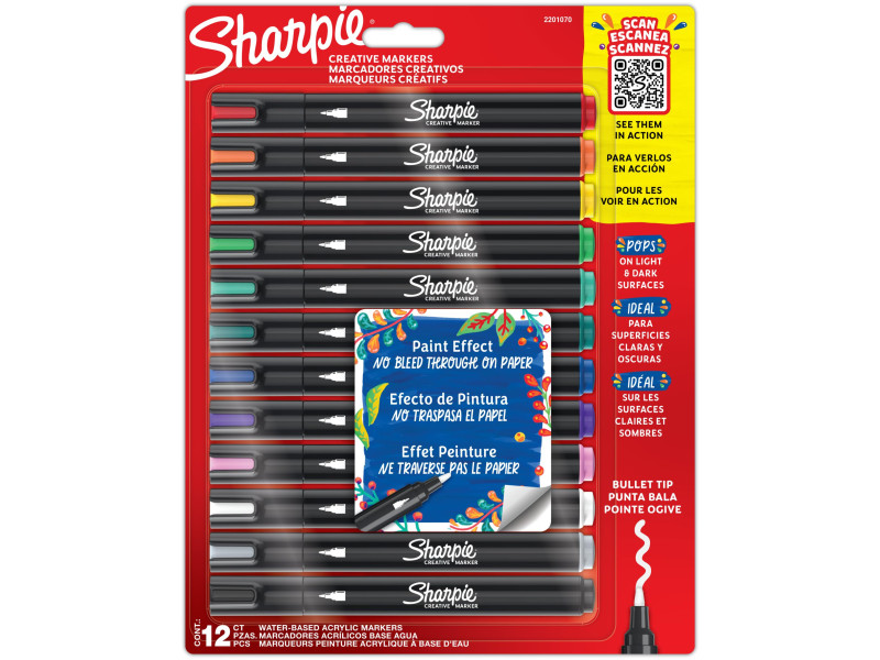 Sharpie Bullet Marqueur créatif, pointe ogive, blister de 12