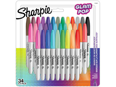 Sharpie Marqueur permanent FINE 'Glam Pop', blister de 34