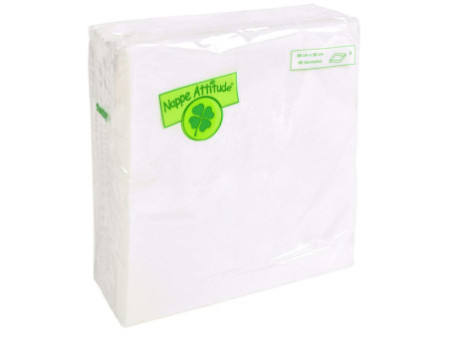 PROnappe Serviette de table jetable, 380 x 380 mm, blanc