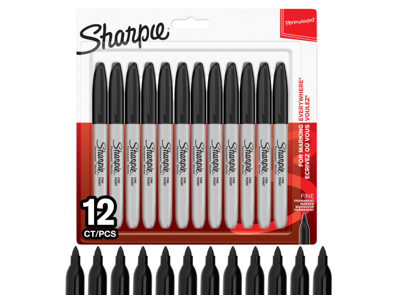 Sharpie Marqueur permanent FINE, blister de 12, noir