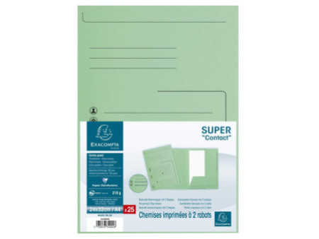 EXACOMPTA Chemises SUPER 210 Contact, A4, vert clair