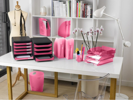 EXACOMPTA Corbeille à papier ECOBIN, 15 litres, framboise