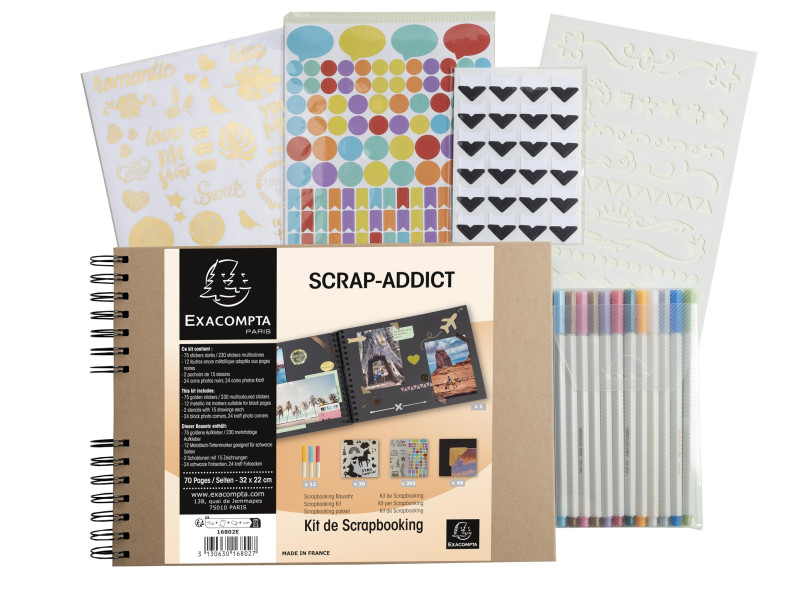 EXACOMPTA Kit de scrapbooking SCRAP ADDICT, kraft brun