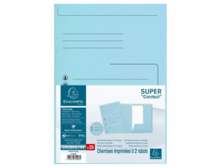 EXACOMPTA Chemises SUPER 210 Contact, A4, bleu clair