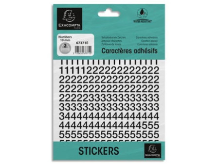 EXACOMPTA Chiffres auto-adhésifs 0-9, 10 mm, noir