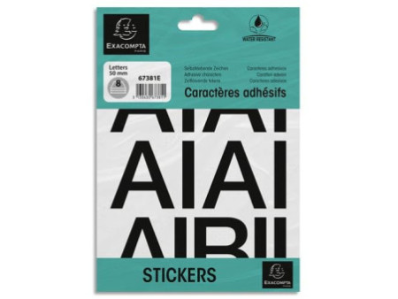 EXACOMPTA Lettres auto-adhésives A-Z, 50 mm, noir