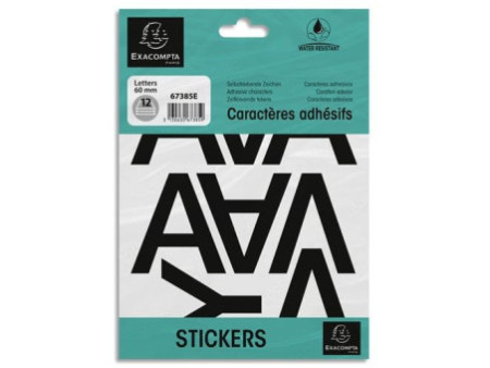 EXACOMPTA Lettres auto-adhésives A-Z, 60 mm, noir