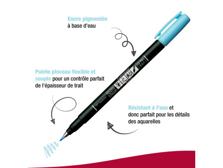 Tombow Stylo de calligraphie Fudenosuke Pastel, bleu clair