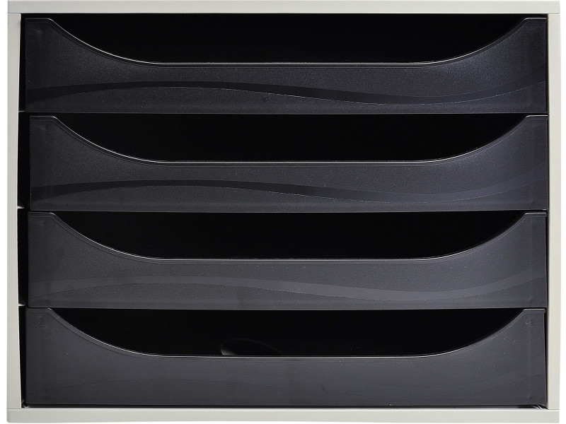 EXACOMPTA Module de classement ECOBOX, 4 tiroirs, noir/gris