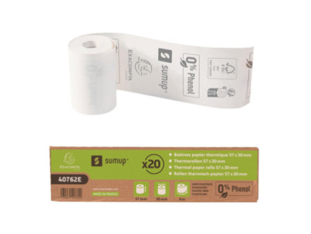 EXACOMPTA Bobine pour ticket CB SumUp, 57 mm x 9 mm, blanc