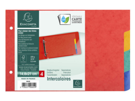 EXACOMPTA Intercalaires en carton, 148 x 210 mm, 4 touches
