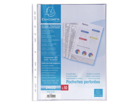 EXACOMPTA Pochette perforée, A4+, PP, transparent lisse