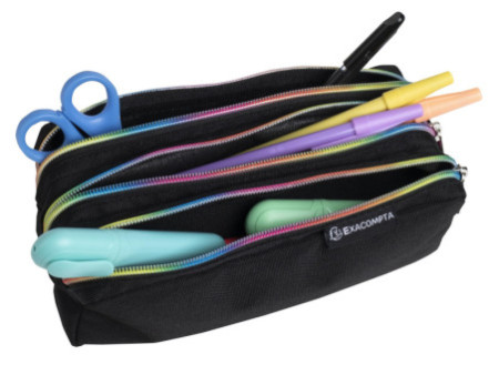 EXACOMPTA Trousse Rainbow, polyester, 3 compartiments