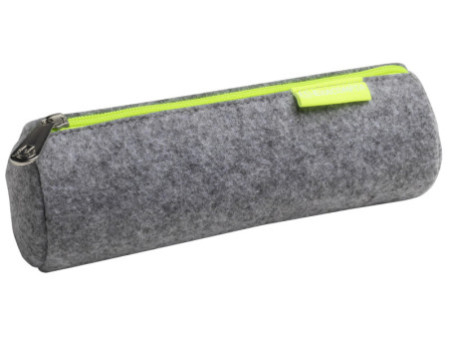 EXACOMPTA Trousse ronde, feutrine, gris / jaune fluo