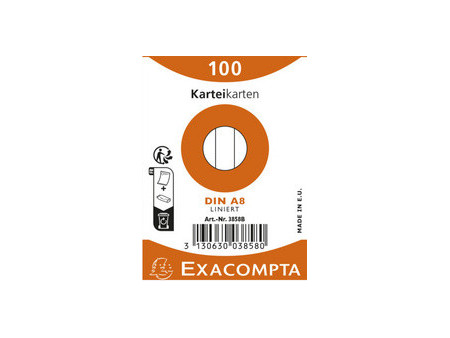 EXACOMPTA Fiches bristol, A8, ligné, assorti