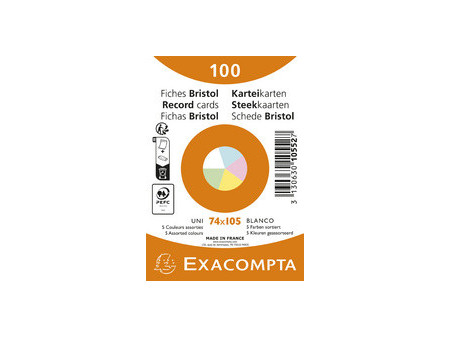 EXACOMPTA Fiches bristol, A7, quadrillé, assorti