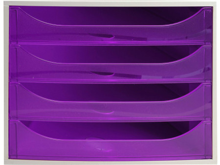 EXACOMPTA Module de classement ECOBOX, 4 tiroirs, violet
