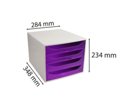 EXACOMPTA Module de classement ECOBOX, 4 tiroirs, violet