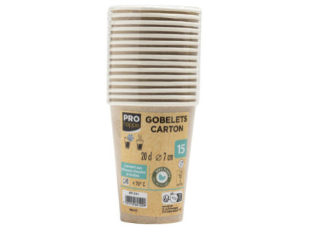 PROnappe Gobelet en carton, 0,2 l, kraft
