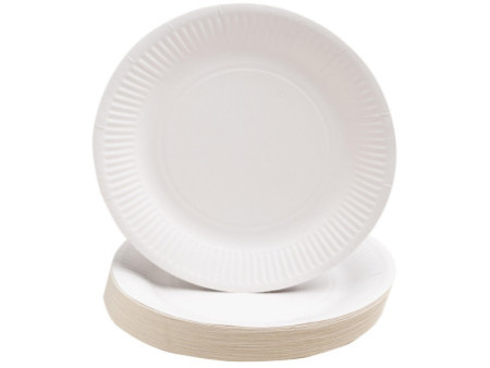 PROnappe Assiette en carton, rond, 230 mm, blanc