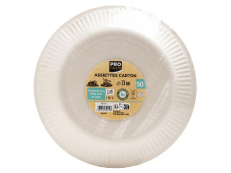 PROnappe Assiette en carton, rond, 230 mm, blanc