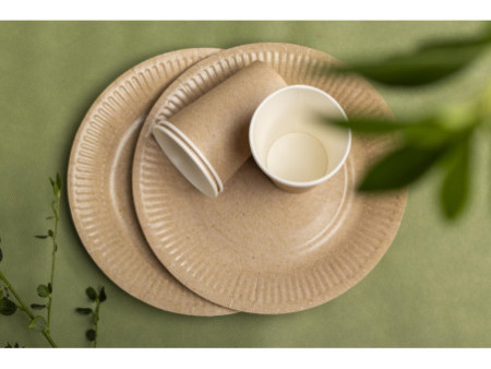 PROnappe Assiette en carton, rond, 230 mm, kraft