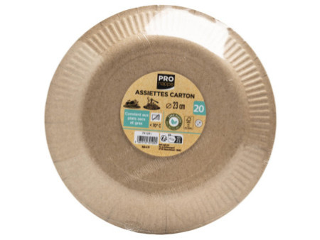 PROnappe Assiette en carton, rond, 230 mm, kraft