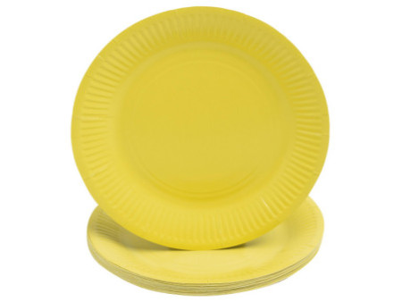 PROnappe Assiette en carton, rond, 230 mm, jaune