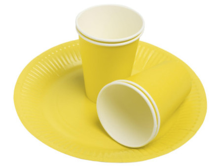 PROnappe Assiette en carton, rond, 230 mm, jaune