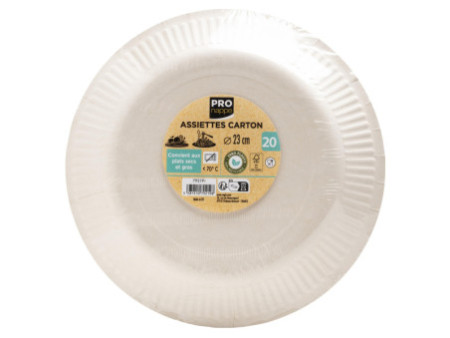PROnappe Assiette en carton, rond, 230 mm, jaune