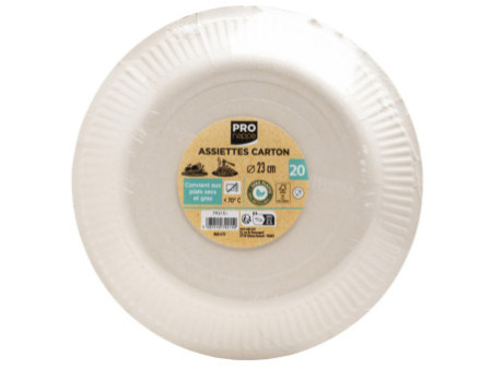 PROnappe Assiette en carton, rond, 230 mm, rouge
