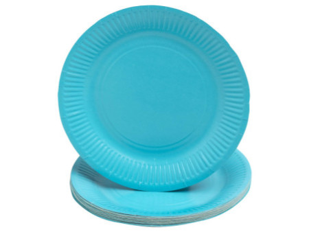 PROnappe Assiette en carton, rond, 230 mm, bleu turquoise