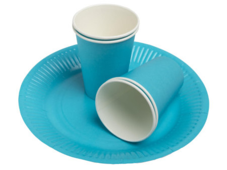 PROnappe Assiette en carton, rond, 230 mm, bleu turquoise