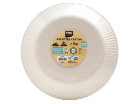 PROnappe Assiette en carton, rond, 230 mm, bleu turquoise