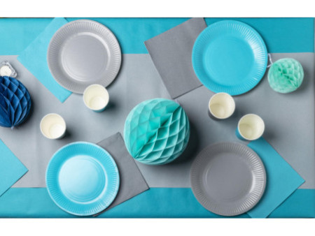 PROnappe Assiette en carton, rond, 230 mm, bleu turquoise