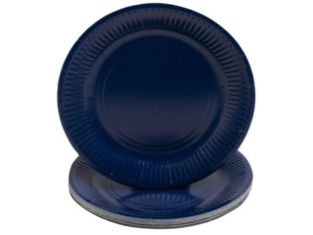 PROnappe Assiette en carton, rond, 230 mm, bleu marine