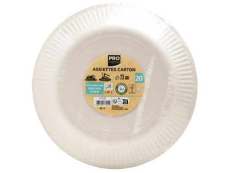 PROnappe Assiette en carton, rond, 230 mm, bleu marine