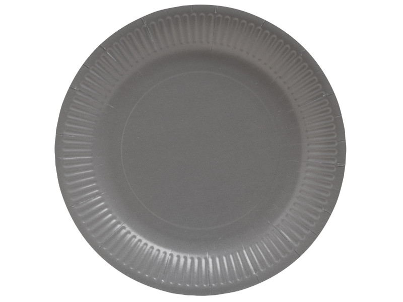 PROnappe Assiette en carton, rond, 230 mm, gris