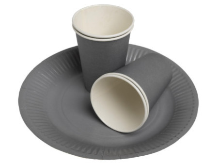 PROnappe Assiette en carton, rond, 230 mm, gris
