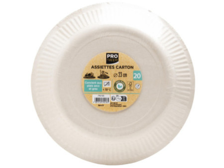 PROnappe Assiette en carton, rond, 230 mm, gris