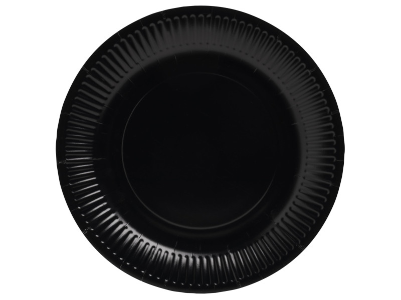 PROnappe Assiette en carton, rond, 230 mm, noir