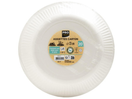 PROnappe Assiette en carton, rond, 230 mm, noir