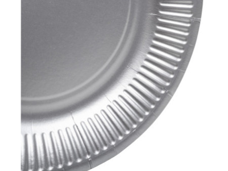 PROnappe Assiette en carton, rond, 230 mm, argent