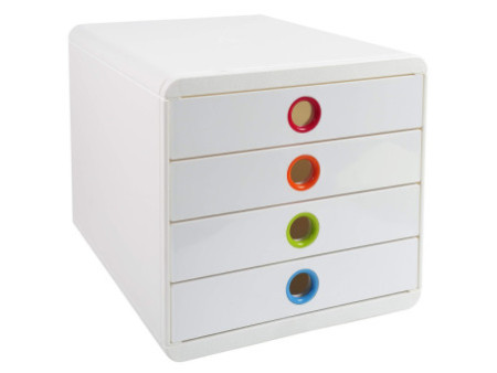 EXACOMPTA Module de classement POP-BOX, 4 tiroirs, blanc/