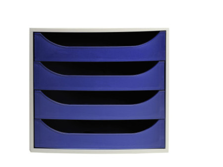 EXACOMPTA Module de classement ECOBOX, 4 tiroirs, bleu nuit