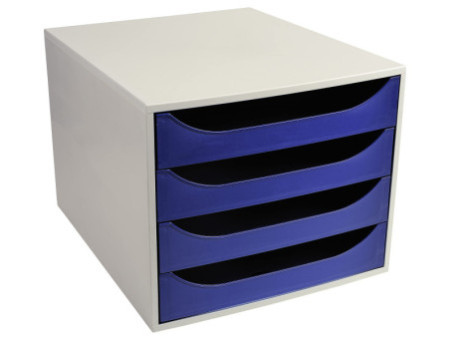 EXACOMPTA Module de classement ECOBOX, 4 tiroirs, bleu nuit
