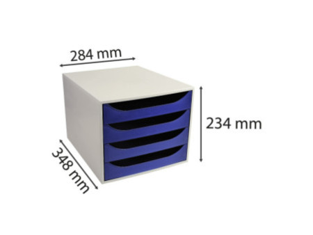 EXACOMPTA Module de classement ECOBOX, 4 tiroirs, bleu nuit