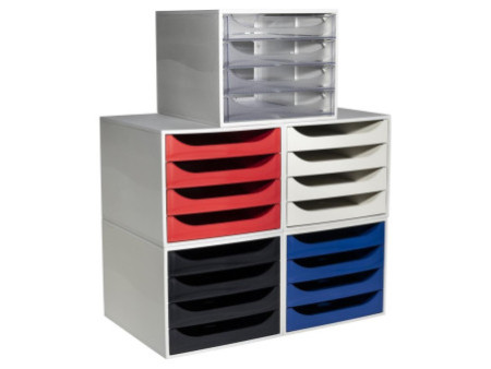 EXACOMPTA Module de classement ECOBOX, 4 tiroirs, bleu nuit